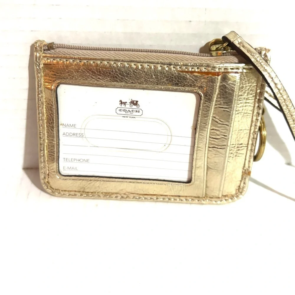 Coach Metallic Gold Card Case wristlet